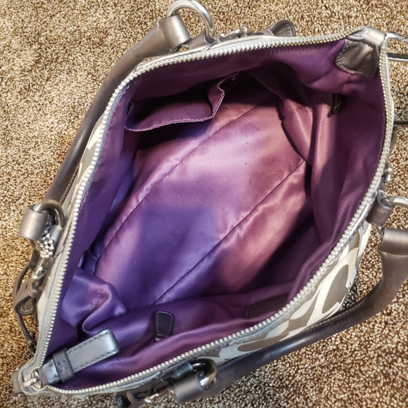 COACH Madison Sophia Dotted OP Art Silver Satchel - Picture 10 of 11